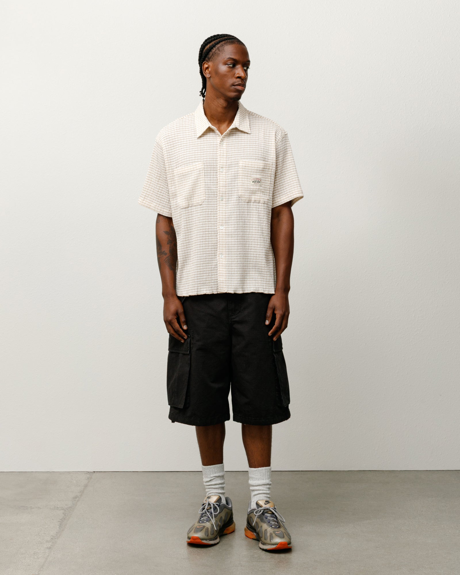CRINKLED CHECK SS SHIRT