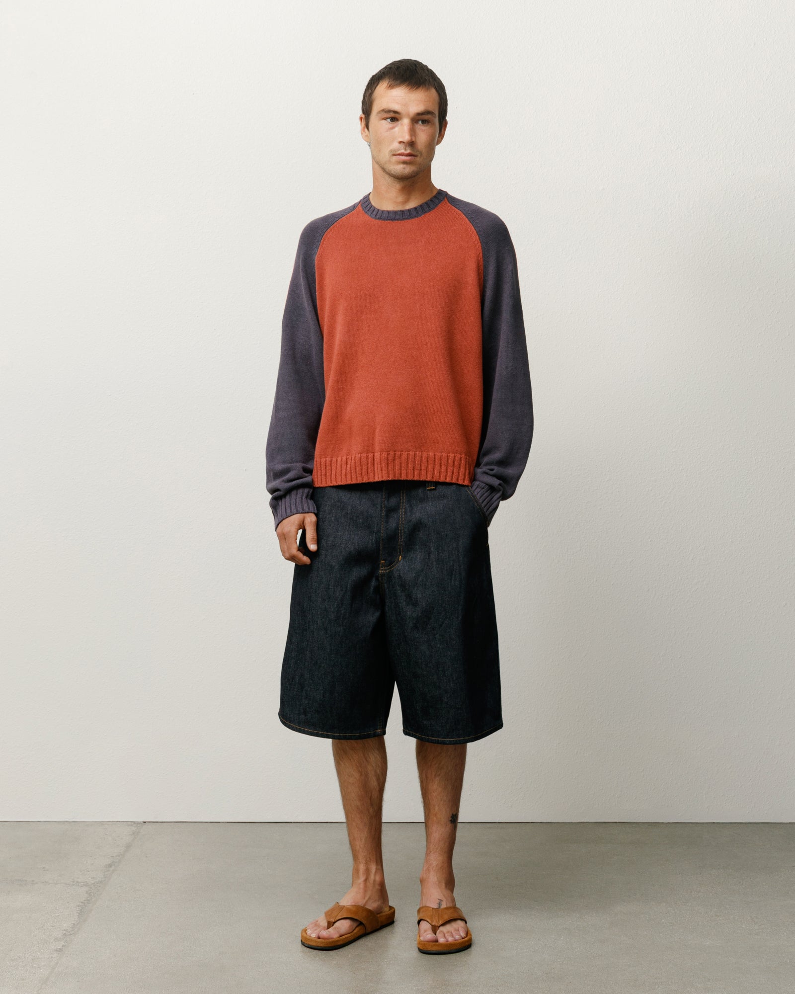 COLORBLOCKED RAGLAN KNIT CREW